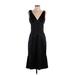 Vera Wang Cocktail Dress - Party V-Neck Sleeveless: Black Print Dresses - Women's Size 4