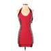 Guess Cocktail Dress - Bodycon Halter Sleeveless: Red Solid Dresses - Women's Size Small