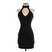 TOBI Casual Dress - Party Halter Sleeveless: Black Solid Dresses - Women's Size X-Small