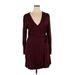 Sanctuary Casual Dress - Wrap: Burgundy Plaid Dresses - New - Women's Size 14