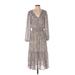 Banana Republic Casual Dress - Midi: Silver Leopard Print Dresses - Women's Size X-Small
