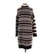 STITCHDROP Casual Dress - Sweater Dress Turtleneck Long sleeves: Gray Print Dresses - Women's Size Large