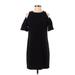 Ann Taylor LOFT Casual Dress - Mini Cold Shoulder Short sleeves: Black Dresses - Women's Size 0