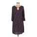 Bobois Casual Dress - Shift Keyhole 3/4 sleeves: Blue Print Dresses - Women's Size Medium