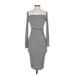 Bailey 44 Casual Dress - Bodycon: Gray Stripes Dresses - Women's Size X-Small