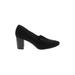 Aerosoles Heels: Loafers Chunky Heel Minimalist Black Solid Shoes - Women's Size 8 - Almond Toe