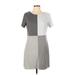 Julie Brown Casual Dress - Mini Scoop Neck Short sleeves: Gray Color Block Dresses - Women's Size Large