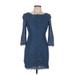 Adrianna Papell Cocktail Dress - Bodycon: Blue Print Dresses - Women's Size 6 Petite