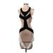 Bebe Casual Dress - Bodycon Scoop Neck Sleeveless: Tan Color Block Dresses - New - Women's Size Small