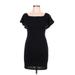 Design Lab Lord & Taylor Casual Dress - Mini Square Short sleeves: Black Print Dresses - Women's Size Large
