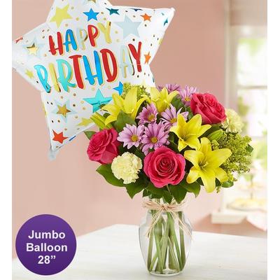1-800-Flowers Everyday Gift Delivery Fields Of Europe For Spring W/ Jumbo Birthday Balloon Large