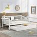 Kids Daybed Wood Twin Sofa Bed Frame with Trundle and Foldable Shelves