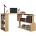 L Shaped Corner Desk, 360 Degree Rotating Home Office Desk with Storage Shelves, Writing Table Workstation