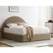 Palmetto Modern Round Headboard Taupe Velvet Upholstered Full Size Plaform Bed