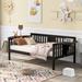 Kids Daybed Wood Twin Size Sofa Bed w/Foldable Shelves on Both Sides