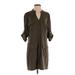 Express Casual Dress - Shift V-Neck 3/4 sleeves: Brown Solid Dresses - Women's Size Medium