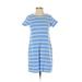 Gap Casual Dress - Shift High Neck Short sleeves: Blue Stripes Dresses - Women's Size Small