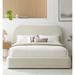 Hillsway Modern Curved Headboard Off-white Velvet Upholstered Full Size Platform Bed