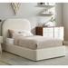 Hillsway Modern Curved Headboard Off-white Velvet Upholstered Twin Size Platform Bed
