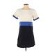J.Crew Casual Dress - Shift Crew Neck Short sleeves: Blue Print Dresses - Women's Size Small