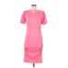 Sundry Casual Dress - Sheath Scoop Neck Short sleeves: Pink Print Dresses - Women's Size Medium