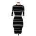 Say What? Casual Dress - Bodycon Crew Neck 3/4 sleeves: Black Print Dresses - Women's Size Medium