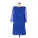 Tibi Casual Dress - Shift Crew Neck 3/4 sleeves: Blue Print Dresses - Women's Size 6