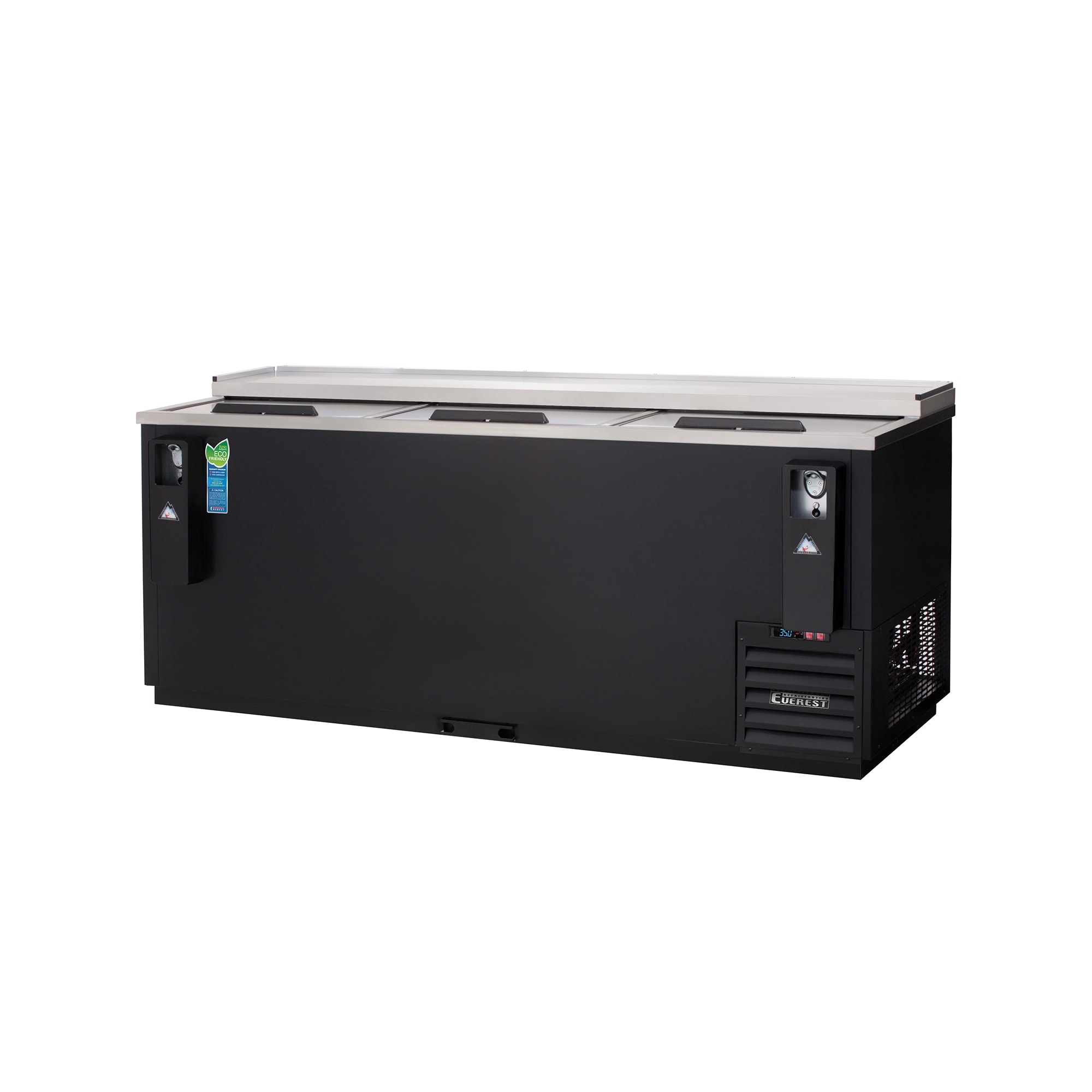 Everest Refrigeration EBC80 80 1/2" Forced Air Bottle Cooler - Holds (720) 12oz Bottles, Lid Locks, 115v, Black