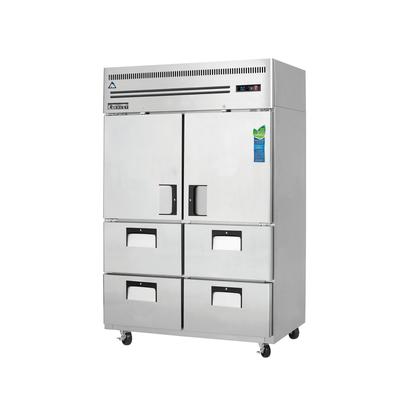 Everest Refrigeration ESR2D4 49 5/8" 2 Section Reach In Refrigerator, 2 Solid Doors, 2 Drawers, 115v, Silver
