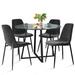 Ebern Designs Letyton 4 - Person Dining Set Glass/Upholstered, Metal in Black | 29 H x 36 W x 36 D in | Wayfair CA04C0346FE94BC6AAB10C10508B5451