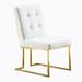 Everly Quinn Bromelaid Tufted Metal Back Side Chair Dining Chair Upholstered/Velvet/Metal in Yellow/Brown | 37.4 H x 20.5 W x 27.8 D in | Wayfair