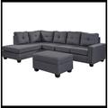 Gray Sectional - Latitude Run® Reversible Sectional Sofa Space Saving w/ Storage Ottoman Rivet Ornament L-Shape Couch For Large Space Dorm Apartment | Wayfair