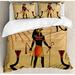 East Urban Home Egyptian Duvet Cover Set, Design Eye & Boat Theme, Calking, Multicolor Microfiber in Black/Brown/Orange | Wayfair