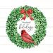 The Holiday Aisle® Happy Holidays Cardinal Wreath On Canvas Print Canvas in Green/Red/White | 12 H x 12 W x 1.25 D in | Wayfair