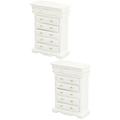 American Style Dollhouse Chest of Drawers Mini Cabinet Wood Decor 2 Count Furniture Locker Miniature for Decorative White