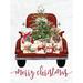 The Holiday Aisle® Merry Christmas Truck On Canvas by Lettered & Lined Print Canvas in Brown/Green/Red | 12 H x 8 W x 1.25 D in | Wayfair