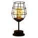 JeashCHAT Iron Night Light Black Retro Industrial Iron Metal Wire Basket Cage Style Table Lamp Modern Bedside Nightstand Lamp for Bedroom Living Room Decoration Lamp Clearance