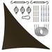 ColourTreeUSA Right Triangle Sun Shade Sail w/Hardware Kit + Cable Ropes HDPE Mesh Fabric Screen Canopy UV Block 190 GSM 18 x 18 x 25.5 - Brown