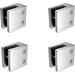 Glass Clamp Large Heavy Duty Square 2.17 For Flat Surface By [Pack Of 4] [Satin Stainless Steel]