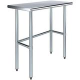 TJUNBOLIFE Stainless Steel Work Table Open Base | NSF Kitchen Island Food Prep | Laundry Garage Utility Bench (36 Long X 14 Deep)