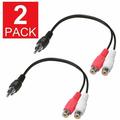 2-Pack 6 inch RCA Male to 2 RCA Female Audio Speaker Adapter Y Splitter Cable 6