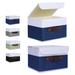 2Pcs Fabric Storage Bin Foldable Basket With Lid Handle Box Container For Home Organizer