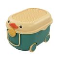 Toy Storage Box Multi Purpose Cute Duck Cover Plastic Clothes Organize Box with Wheel for Children Blue (Medium)