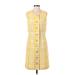 Tory Burch Cocktail Dress Crew Neck Sleeveless: Yellow Print Dresses - Women's Size 4