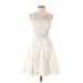 Rebecca Taylor Casual Dress - A-Line High Neck Sleeveless: White Solid Dresses - Women's Size 4
