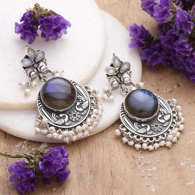 '2-Carat Natural Multi-Gemstone Dangle Earrings from India'