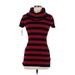 INC International Concepts Casual Dress - Bodycon High Neck Short sleeves: Red Stripes Dresses - Women's Size Medium Petite