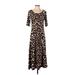 Attitudes by Renee Casual Dress: Brown Leopard Print Dresses - Women's Size X-Small Petite