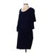 Motherhood Casual Dress - DropWaist: Blue Solid Dresses - Women's Size Small Maternity