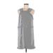 Sugar Lips Casual Dress - Mini Square Sleeveless: Gray Stripes Dresses - Women's Size Medium